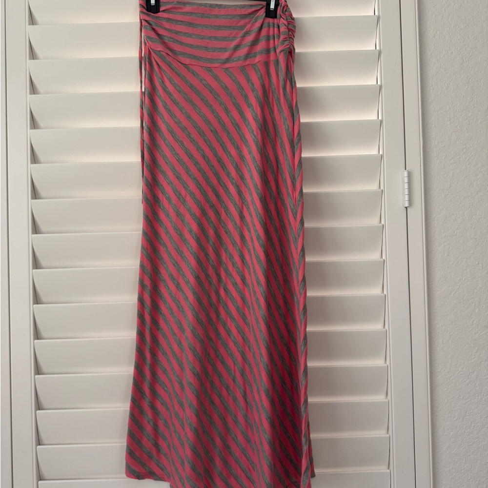 Wallflower Pink and Gray Striped Maxi Skirt